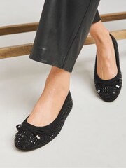 Simply Be Black Extra Wide Fit Heat Seal Embellished Ballerinas - Image 5 of 7