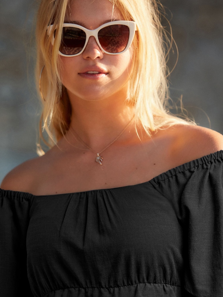 Black Flutter Sleeve Summer Mini Dress - Image 3 of 5