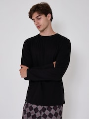 Loungeable Grey Crew Neck Jersey Microfleece Long Top And Trousers Pyjama Set - Image 1 of 6