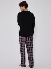 Loungeable Grey Crew Neck Jersey Microfleece Long Top And Trousers Pyjama Set - Image 2 of 6