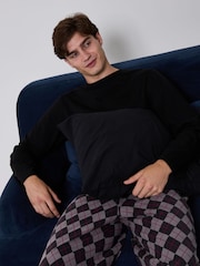 Loungeable Grey Crew Neck Jersey Microfleece Long Top And Trousers Pyjama Set - Image 3 of 6