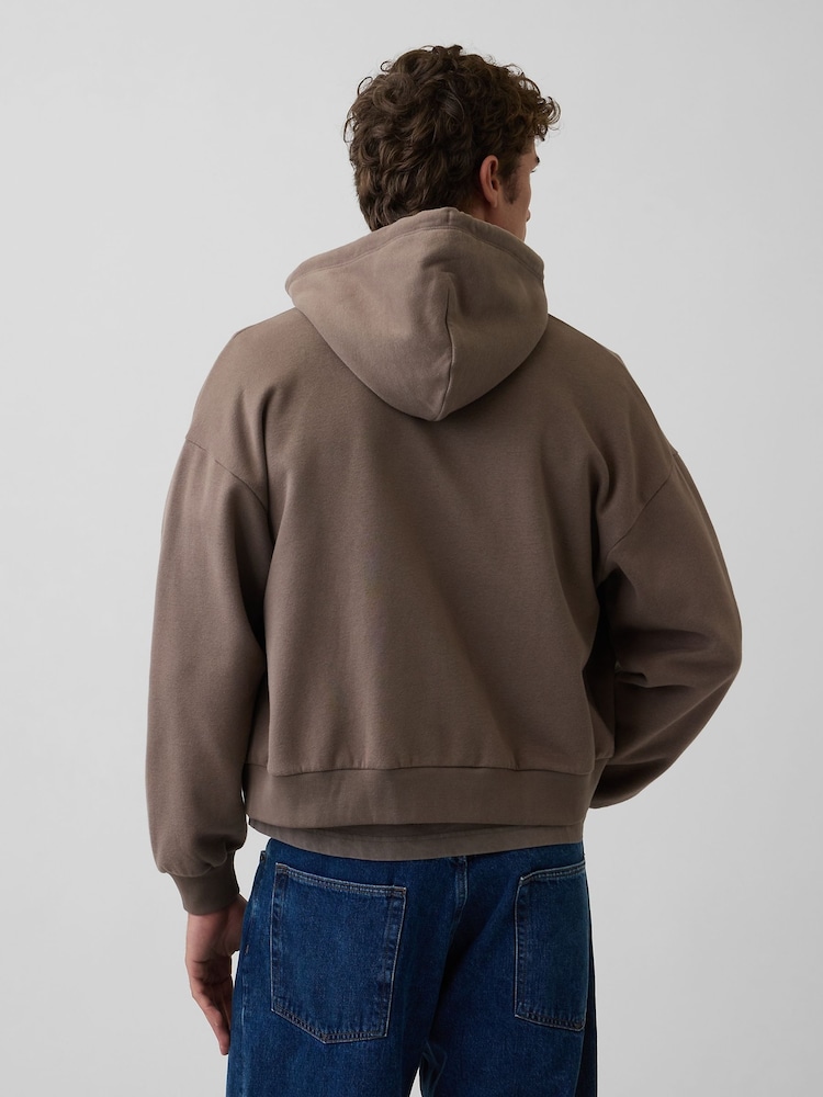 Gap Brown VintageSoft Oversized Crop Zip Hoodie - Image 2 of 4 Gap Brown VintageSoft Oversized Crop Zip Hoodie - Image 2 of 4