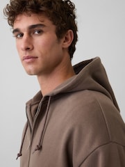 Gap Brown VintageSoft Oversized Crop Zip Hoodie - Image 4 of 4