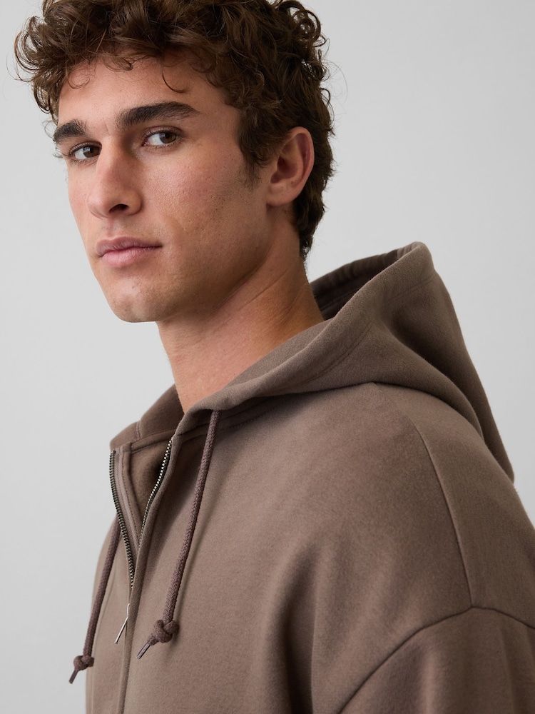 Gap Brown VintageSoft Oversized Crop Zip Hoodie - Image 4 of 4 Gap Brown VintageSoft Oversized Crop Zip Hoodie - Image 4 of 4