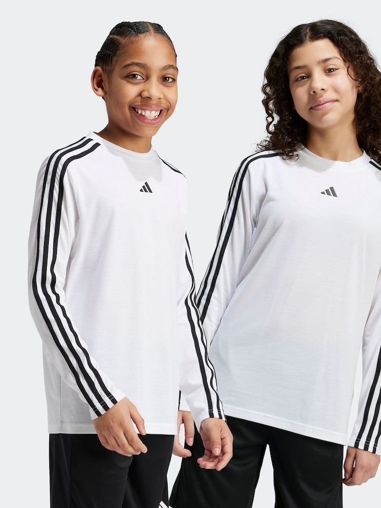 adidas White Kids Regular Fit Train Essentials Logo Longs Sleeve Top - Image 1 of 6