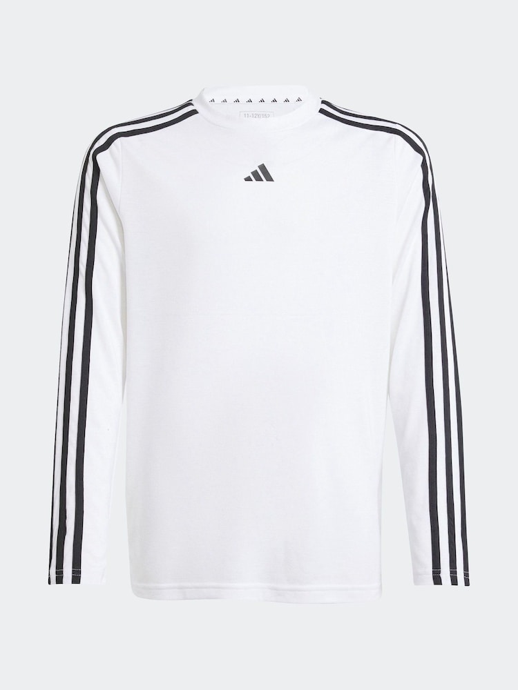 adidas White Kids Regular Fit Train Essentials Logo Longs Sleeve Top - Image 6 of 6