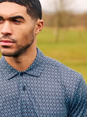 Navy Blue Print Golf Polo Shirt - Image 1 of 13