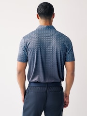Navy Blue Print Golf Polo Shirt - Image 10 of 13