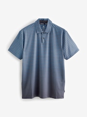 Navy Blue Print Golf Polo Shirt - Image 11 of 13