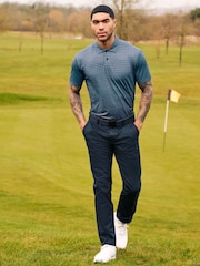 Navy Blue Print Golf Polo Shirt - Image 2 of 13