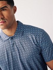 Navy Blue Print Golf Polo Shirt - Image 7 of 13