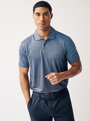 Navy Blue Print Golf Polo Shirt - Image 9 of 13
