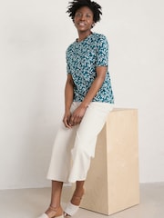 Seasalt Cornwall Teal Blue Poisson Jersey Top - Image 1 of 1