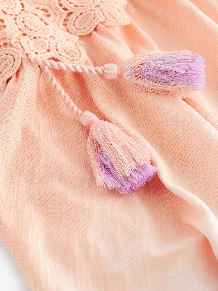 Orange/ Lilac Purple Ombre Crochet Jersey Dress (3-16yrs) - Image 10 of 10 Orange/ Lilac Purple Ombre Crochet Jersey Dress (3-16yrs) - Image 10 of 10