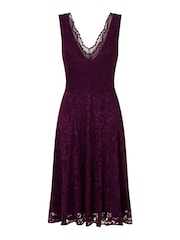 HotSquash Purple V-Neck Floral Lace Dress - Image 3 of 3