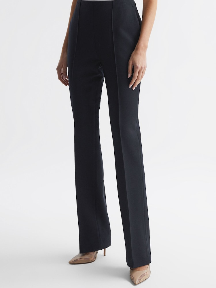 Reiss Navy Kali Wool Flared Suit Trousers - Image 1 of 5