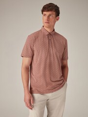 Orange Print Polo Shirt - Image 1 of 7