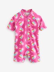 Little Bird by Jools Oliver Pink Pink Heart Rainbow Sunsfafe Swim Suit - Image 1 of 4