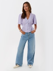 Threadbare Purple Flutter Sleeves Top - Image 3 of 4