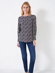 Crew Clothing Blousson Printed Jersey Top - Image 1 of 5