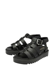 Ravel Black Fisherman Sandals On a Flatform Wedge Unit - Image 2 of 4