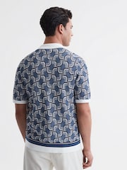 Reiss Blue Lotus Knitted Cuban Collar Shirt - Image 5 of 6