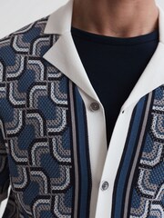 Reiss Blue Lotus Knitted Cuban Collar Shirt - Image 6 of 6