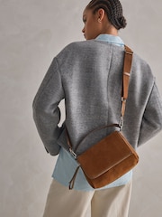 Tan Brown Suede Cross-Body Bag - Image 3 of 9