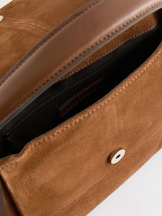 Tan Brown Suede Cross-Body Bag - Image 9 of 9
