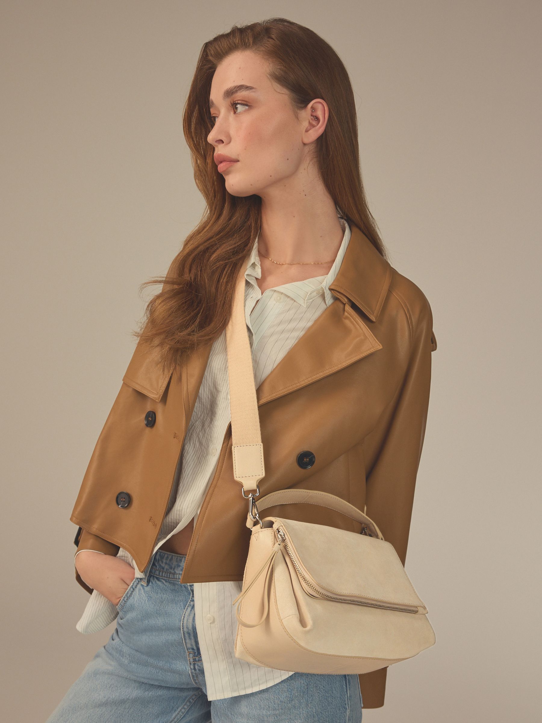 Buy Bone Cream Suede Cross Body Bag from Next Ireland