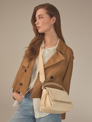 Bone Cream Suede Cross-Body Bag - Image 1 of 8