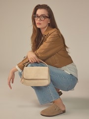 Bone Cream Suede Cross-Body Bag - Image 2 of 8