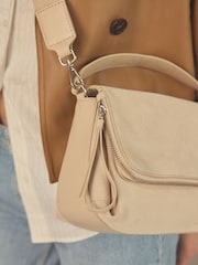 Bone Cream Suede Cross-Body Bag - Image 3 of 8