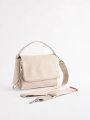 Bone Cream Suede Cross-Body Bag - Image 4 of 8