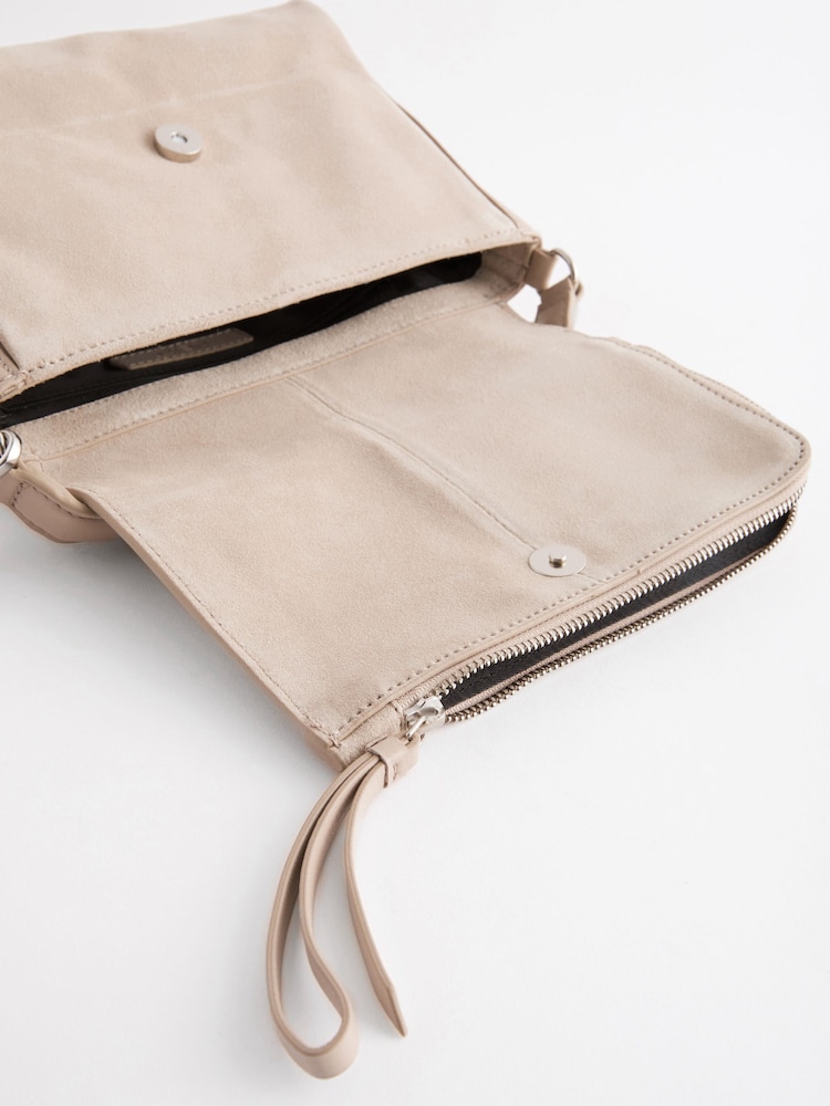 Bone Cream Suede Cross-Body Bag - Image 8 of 8