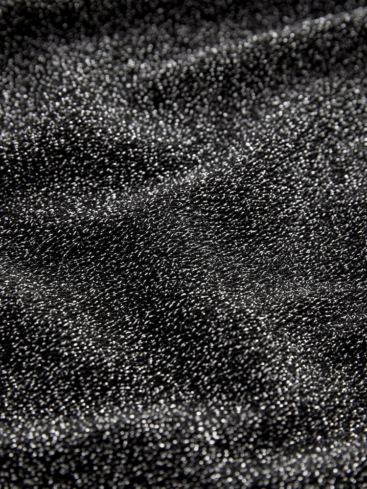 Silber - Glitzerndes Jacquard-Top mit hohem Kragen - Bild 5 von 5