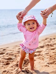 JoJo Maman Bébé Pink Strawberry UPF 50 2-Piece Rash Vest Set - Image 1 of 7