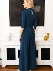 Hot Squash Blue Wrap Wide Leg Jumpsuit - Image 2 of 4