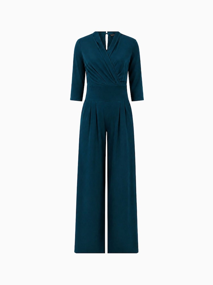 Hot Squash Blue Wrap Wide Leg Jumpsuit - Image 4 of 4 Hot Squash Blue Wrap Wide Leg Jumpsuit - Image 4 of 4