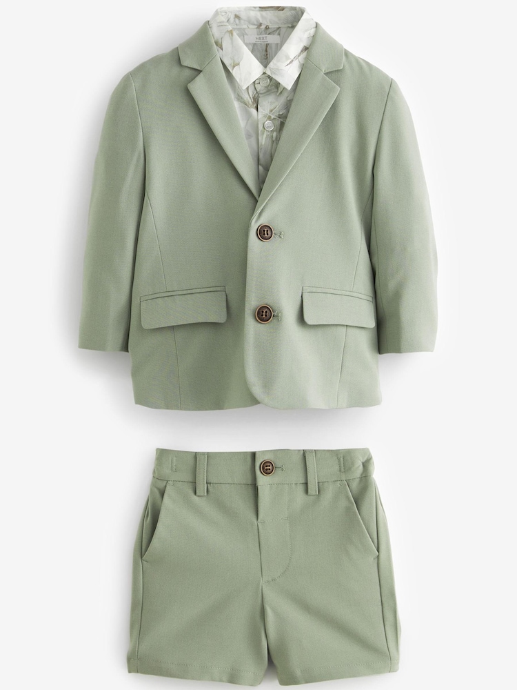 Sage Green Blazer, Shirt and Shorts Set (3mths-9yrs) - Image 1 of 4