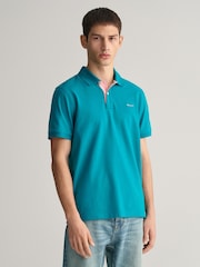 GANT Green Contrast Collar Polo Shirt - Image 1 of 5