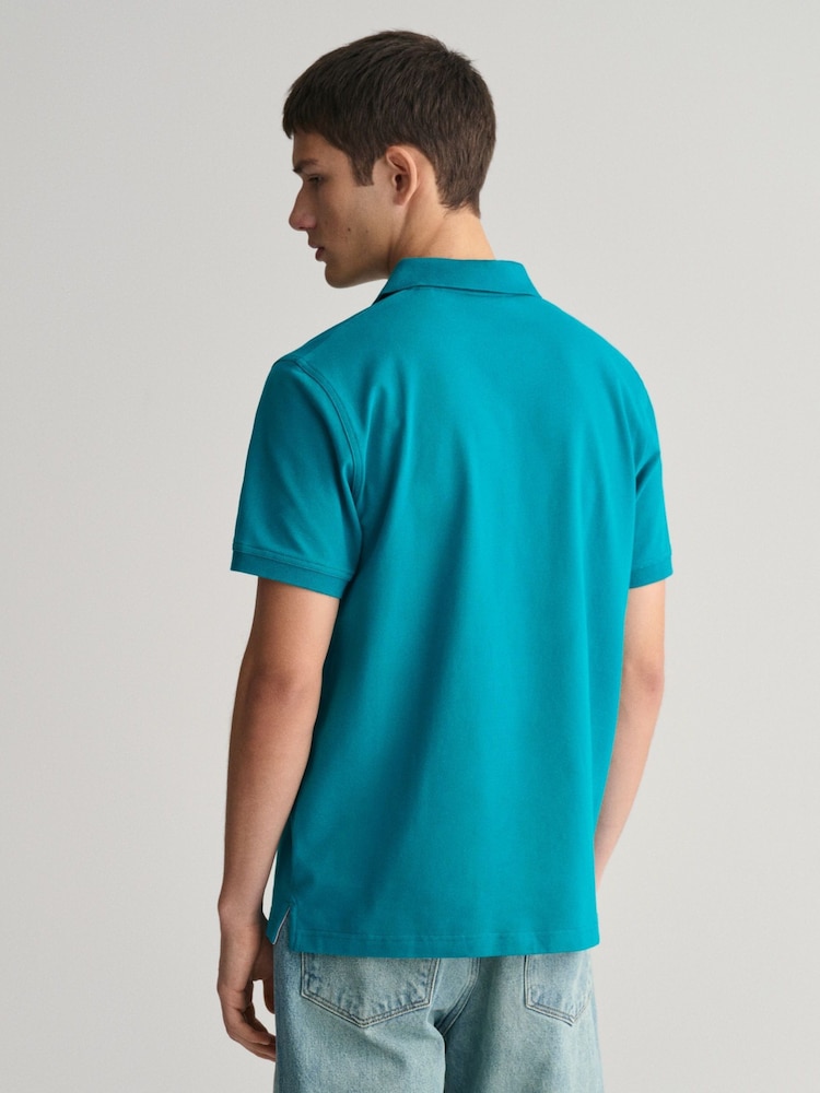 GANT Green Contrast Collar Polo Shirt - Image 2 of 5