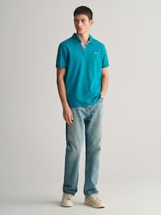 GANT Green Contrast Collar Polo Shirt - Image 3 of 5