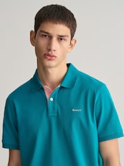GANT Green Contrast Collar Polo Shirt - Image 4 of 5