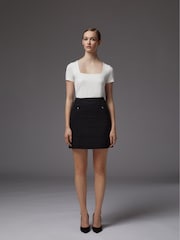 LK Bennett Black Charlee Cotton Blend Tweed Skirt - Image 1 of 4