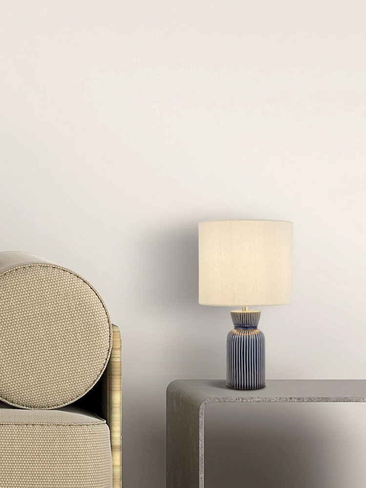 Searchlight White and Blue Buck Ceramic Table Lamp - Image 1 of 4