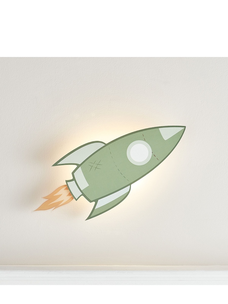 Lights4fun Blue Rocket Children's Wall Light - Image 1 of 3