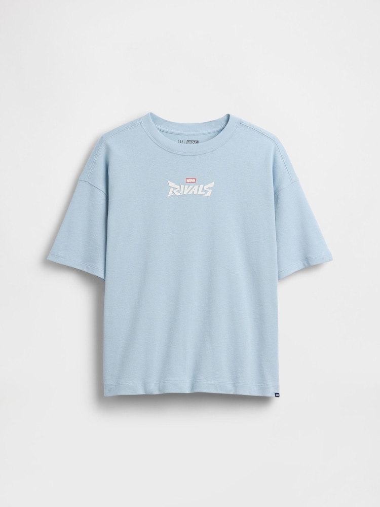 Gap Blue RIvals Marvel Oversized Graphic Short Sleeve T-Shirt (4-13yrs) - Image 1 of 3 Gap Blue RIvals Marvel Oversized Graphic Short Sleeve T-Shirt (4-13yrs) - Image 1 of 3