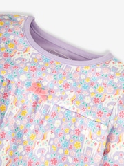 JoJo Maman Bébé Lilac Girls' Unicorn Jersey Pyjamas - Image 7 of 9