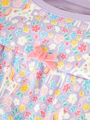 JoJo Maman Bébé Lilac Girls' Unicorn Jersey Pyjamas - Image 8 of 9
